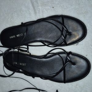 Nine West Black Lace-Up Sandals
